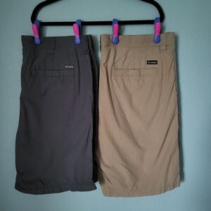 Bundle Of 2 Columbia Men's Athletic Shorts - Slate Blue and Tan 38 Lot Of 2